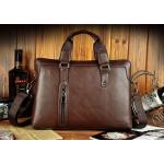 กระเป๋าถือผู้ชาย กระเป๋าใส่เอกสาร ใส่ Notebook ได้ กระเป๋าทำงาน หนังแท้ สีน้ำตาลอ่อน น้ำตาลเข้ม แต่งซิปด้านหน้า กระเป๋าถือนักธุรกิจ 878108