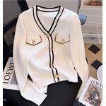 เสื้อคลุม ผู้หญิง เสื้อคลุมแขนยาว สีดำ ตัดขาว และ สีขาวตัดดำ เสื้อคลุมใส่ในห้องแอร์ แบบไฮโซ 166168