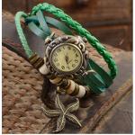 นาฬิกาข้อมือ ผู้หญิง นาฬิกาสายหนังถัก สไตล์สร้อยข้อมือ สีเขียว Natural งาน Hand made ห้อย จี้ ปลาดาว วินเทจ เก๋ อย่างมีสไตล์ 799462_5