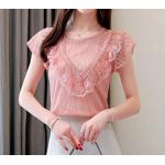 เสื้อผ้าลูกไม้ วัยรุ่น แขนสั้น แบบมีระบาย ที่แขน เสื้อลูกไม้ วัยรุ่น สีชมพู ฟ้า ขาว ใส่ออกงาน บุญ งาน แต่งงาน แบบไทย ๆ 468230