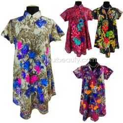 ชุดเดรสเสื้อเชิ้ตตัวยาวพิมพ์ลาย ลายปัก งานสวยทรงสวย รอบอก 40นิ้ว