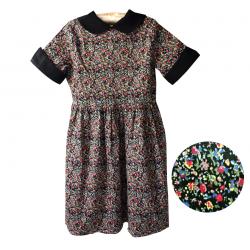 ชุดเดรสคอบัวลายดอก