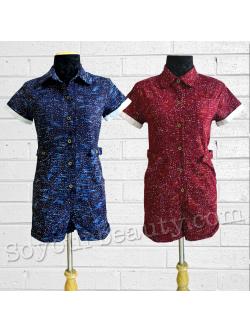 ชุดเอี๊ยมกางเกงขาสั้น ชุดหมีลายจุด