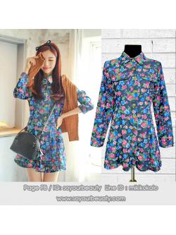 ชุดเดรสสั้นยีนส์พิมพ์ลาย