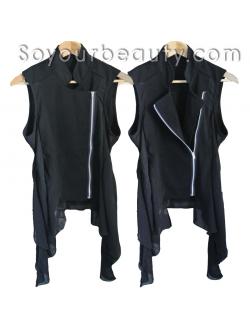 เสื้อแขนกุดผ้าฮานาโกะคอจีน