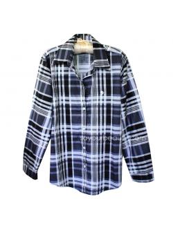 เสื้อเชิ้ตแฟชั่น เสื้อเชิ้ตลายสก๊อตขาวดำ