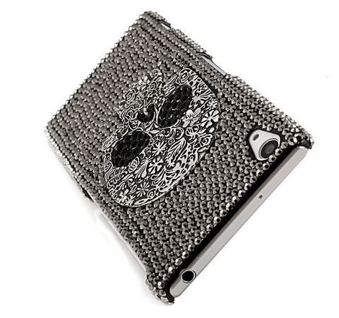 เคส สำหรับ SONY Xperia Z2 D6503 D6502 เคส 3 มิติ ลายหัวกะโหลก สีเงิน เคสแบบ ร๊อค ๆ ติด Rhinestone เคส Diy แบบเท่ ๆ 35556