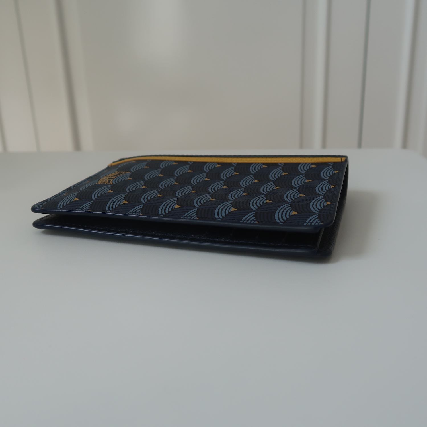 Faure Le Page Navy Blue Monogram Canvas Standard Pocket Wallet