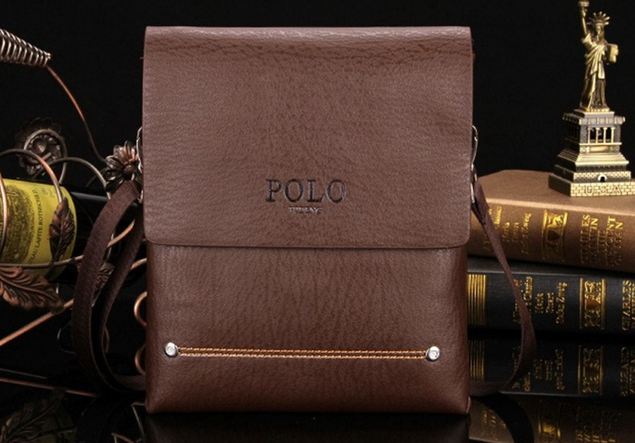 กระเป๋าสะพายข้าง ผู้ชาย Polo ลายไม้ รุ่นใหม่ กระเป๋าสะพายข้าง แนวตั้ง สีน้ำตาลเข้ม แบบหรู มีดีไซน์ 3 ขนาด 389672
