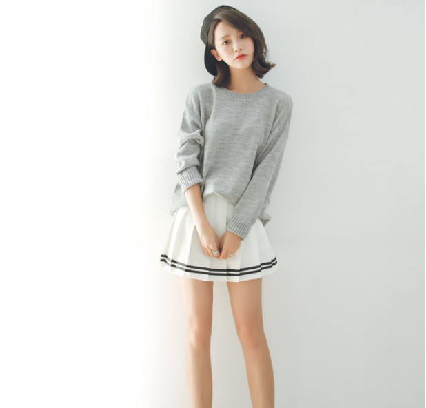 Sweater เสื้อสเวทเตอร์แขนยาว สีเทา ทรงสวย จะใส่เดี่ยวไหรือใส่โค้ทคลุมก็เริ่ด