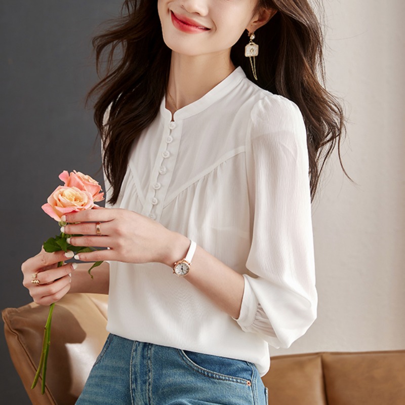 เสื้อเชิ้ตผู้หญิงแขนยาว เสื้อเชิ้ตผู้หญิงใส่ทํางาน 390 บาทต่อชิ้น ฟรีค่าจัดส่ง