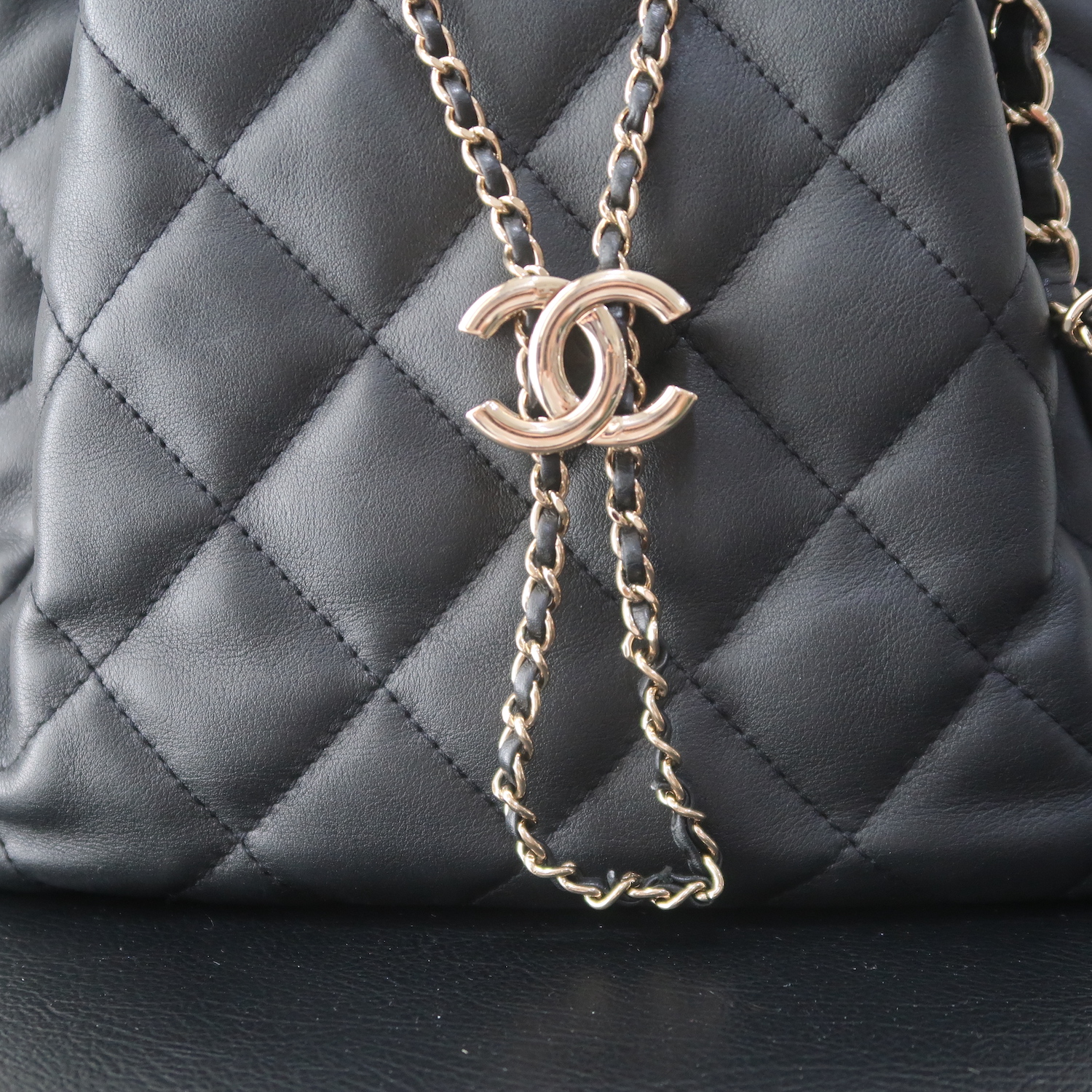 Chanel Black Lambskin Medium Drawstring GHW