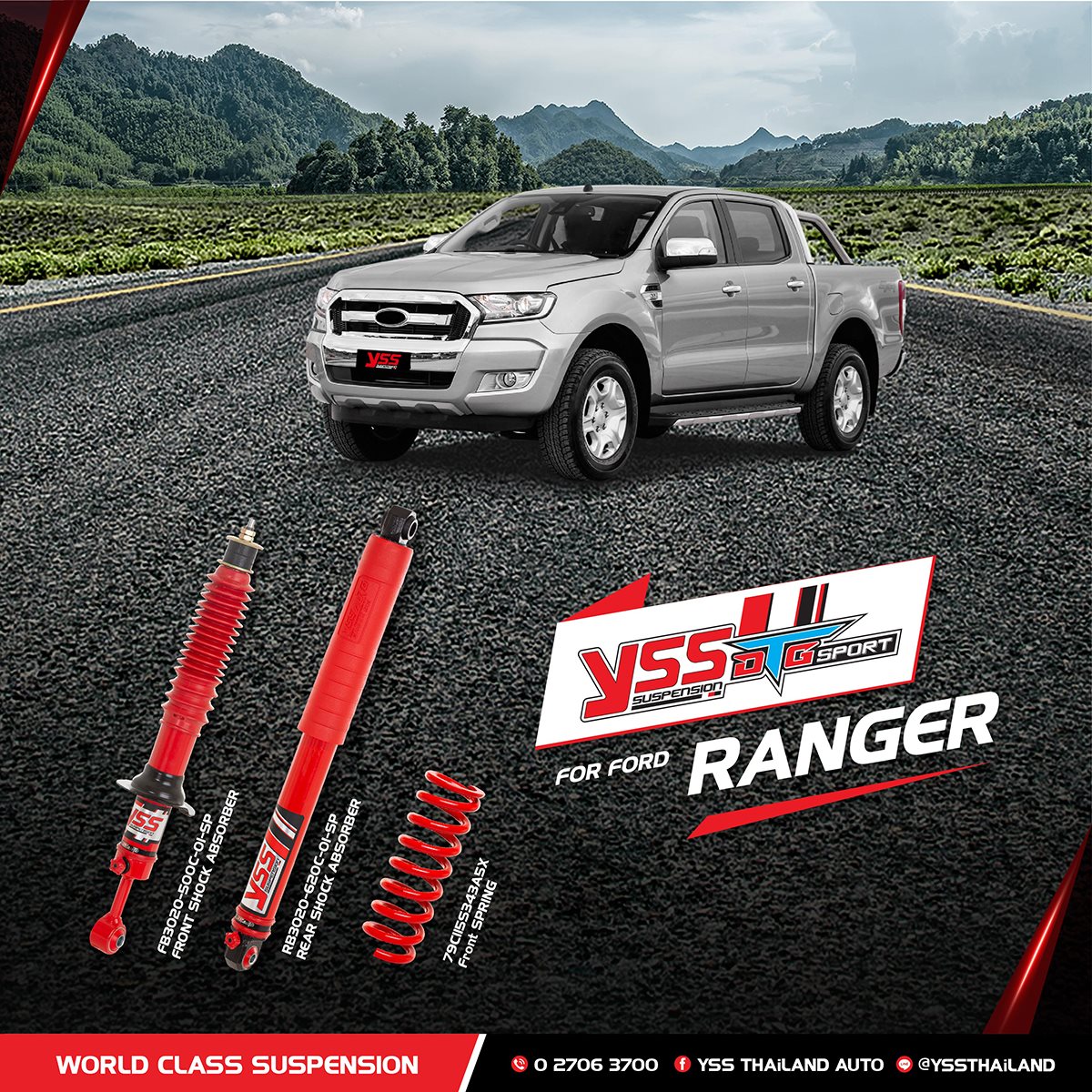 โช๊คอัพ สปริง YSS รุ่น DTG Sport รถ Ford All New Ranger ปี 18> 2.0 Bi-Turbo