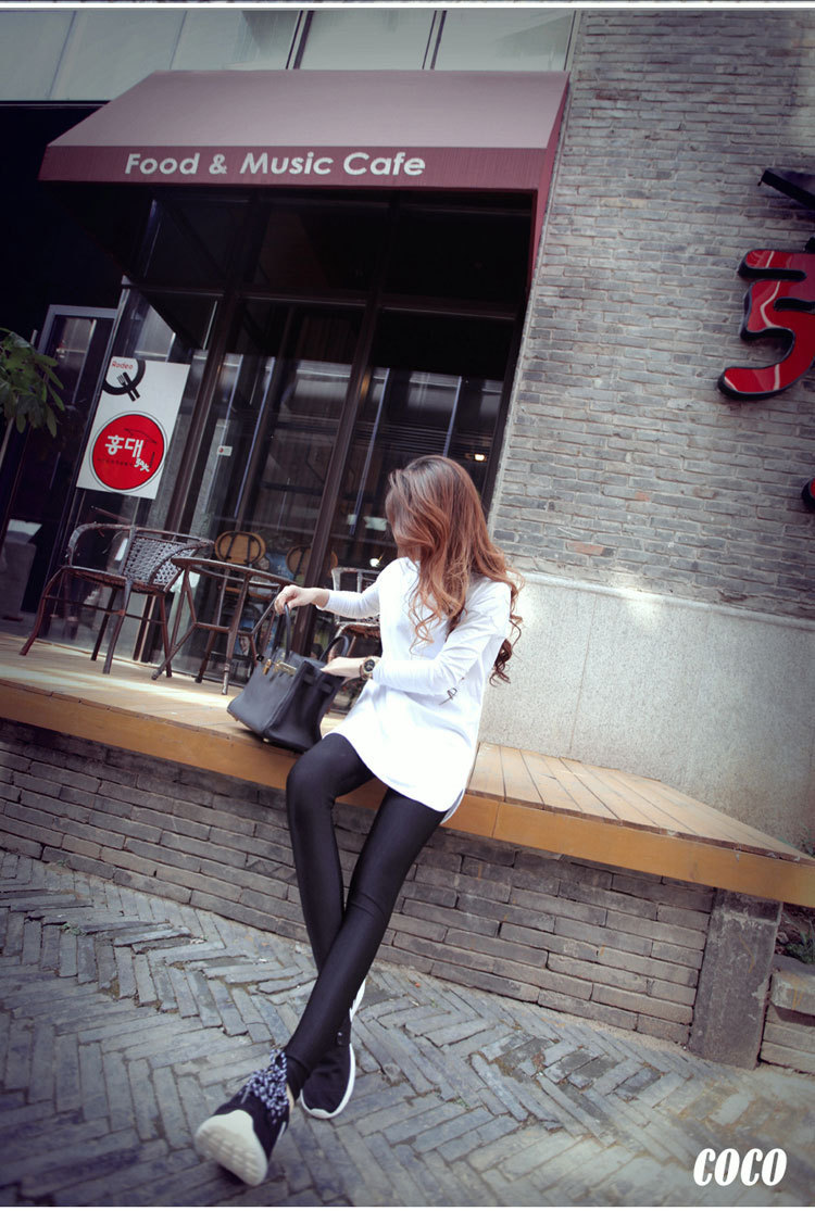 Legging เลกกิ้งกันหนาว สีดำ ผ้าเนื้อเลื่อมบุขน ทรงสวย กระชับทรง