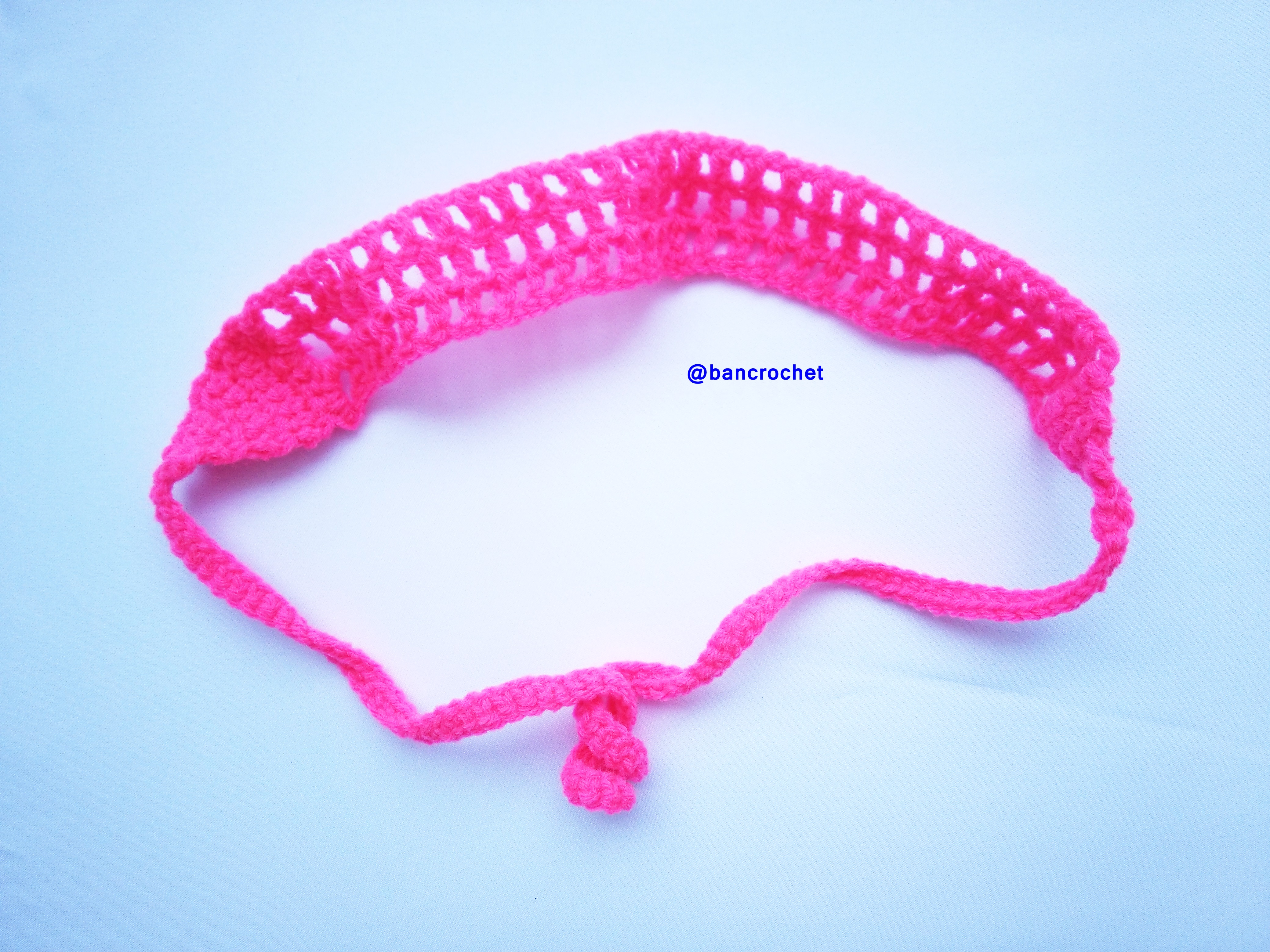 Bancrochet ที่คาดผมถักโครเชต์ crochet headband ชมพู 1-1.5*13 inch
