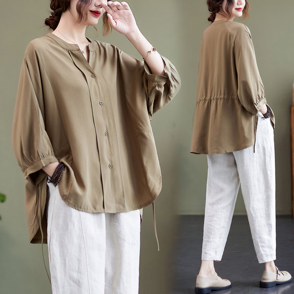 เสื้อลินินคนอ้วน เสื้อทีเชิ้ตคนอ้วนผู้หญิง เสื้อทีเชิ้ตตัวใหญ่ By Literary Plus size
