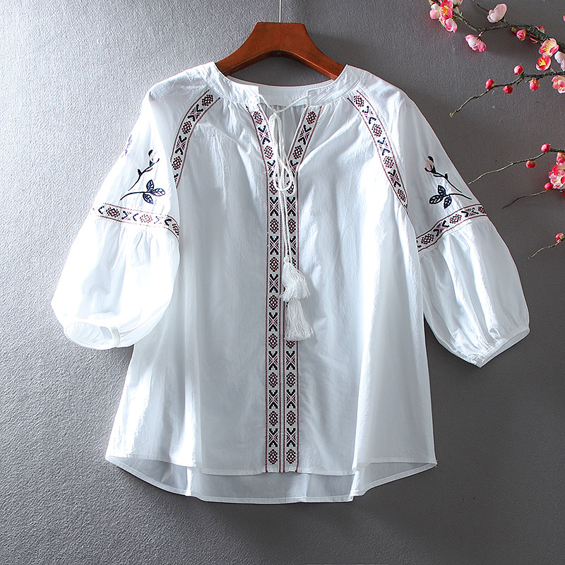 เสื้อลินิน เสื้อผ้าฝ้ายลินิน เสื้อเชิ้ตผ้าลินิน ปักลายสวยๆด้วยด้าย สไตล์VINTAGE BY Dreamroom
