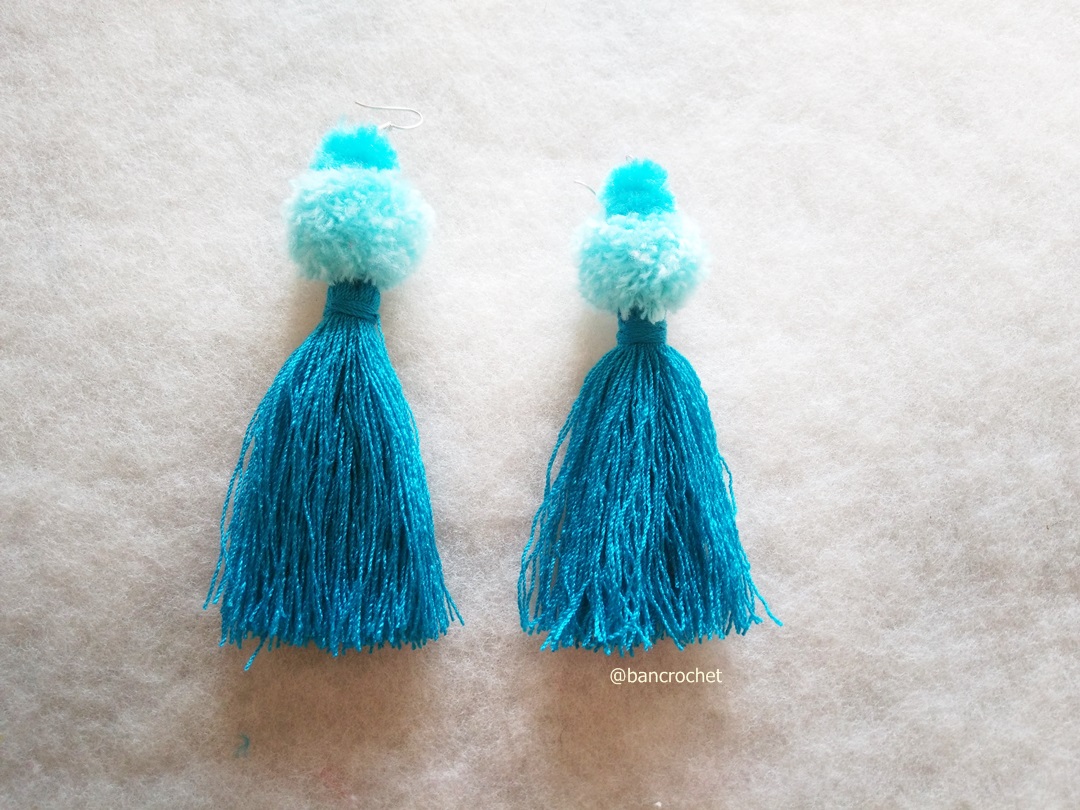 ต่างหูถักโครเชต์ crochet earrings หลากสี 5 นิ้ว