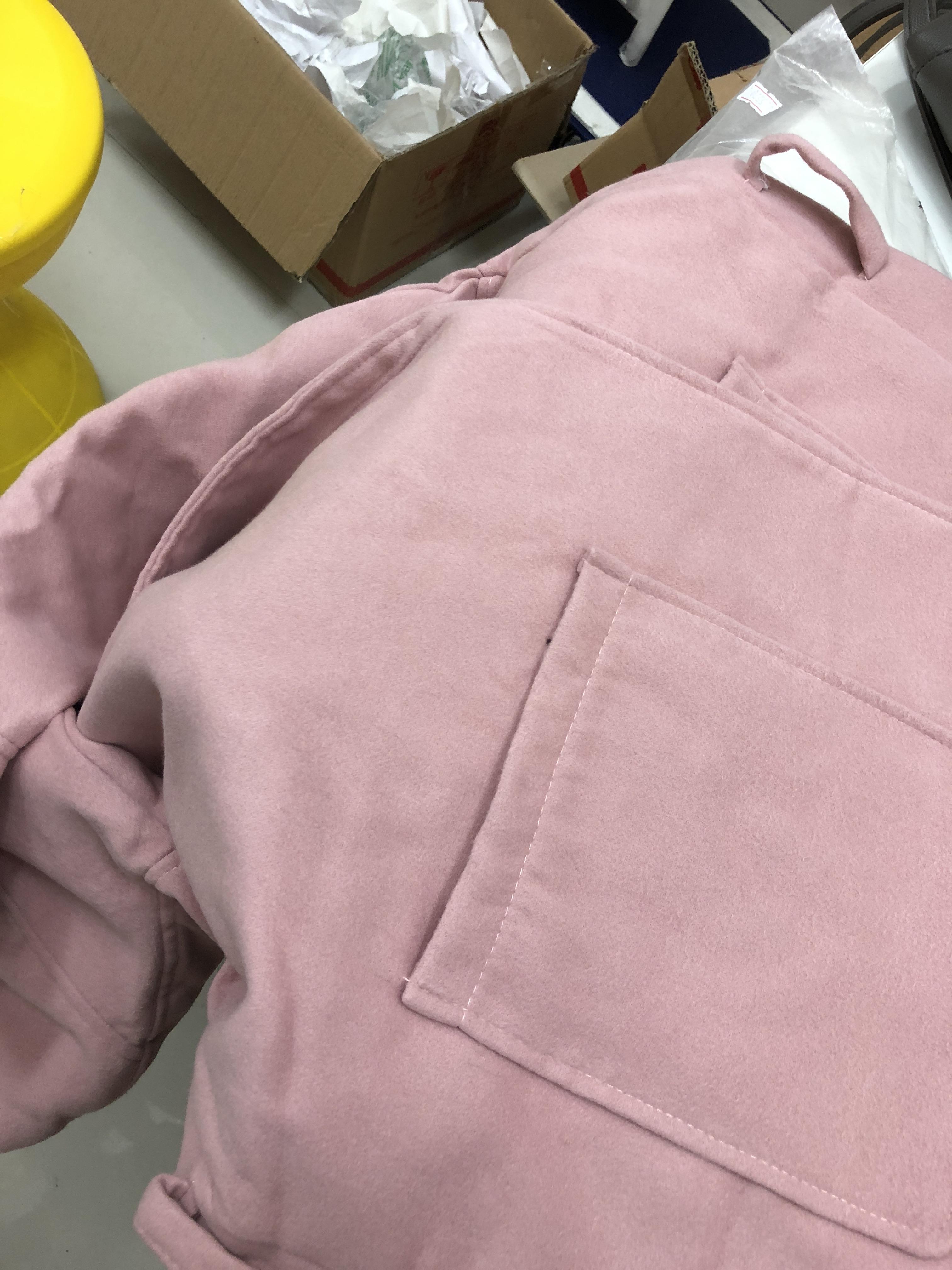 สินค้ามีตำหนิ รอยไหม้จุดเล็กๆ **OverCoat เสื้อโค้ทกันหนาว ทรงโคล่งสีชมพูหม่น ผ้าวูลผสมเนื้อดี บุซับในกันลม พร้อมส่ง same pic