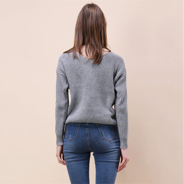 เสื้อแฟชั่นไหมพรม แขนยาว ดีไซน์เก๋ ตัวสั้น แต่งไขว้ ใส่ได้ทั้ง 2 ด้าน แอบเซ็กซี่เล็กๆ มีหลายสีจ้า