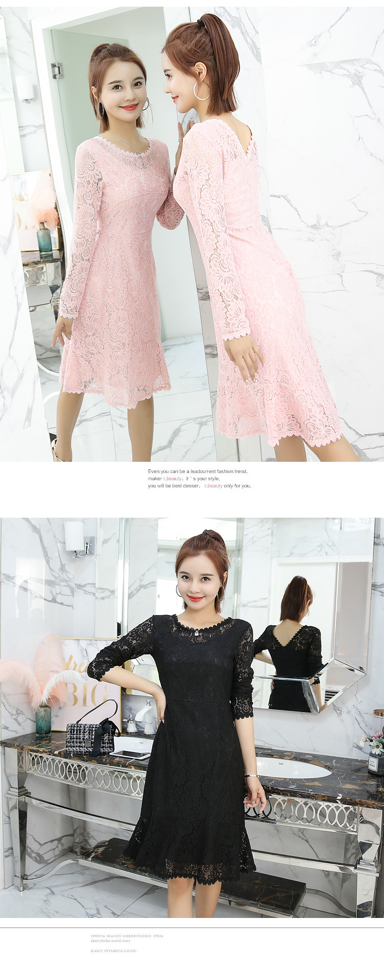 Dress4567 เดรสลูกไม้แขนยาว ซิปหลัง มีซับในอย่างดีทั้งชุด ผ้าลูกไม้เกรดพรีเมียมเนื้อดีลายสวยเนื้อหนามีน้ำหนัก งานสวยเหมือนราคาหลักพัน ทรงสวยเรียบหรูใส่ทำงาน/ใส่ออกงานได้ **พร้อมส่งสีชมพูสีเดียวค่ะ