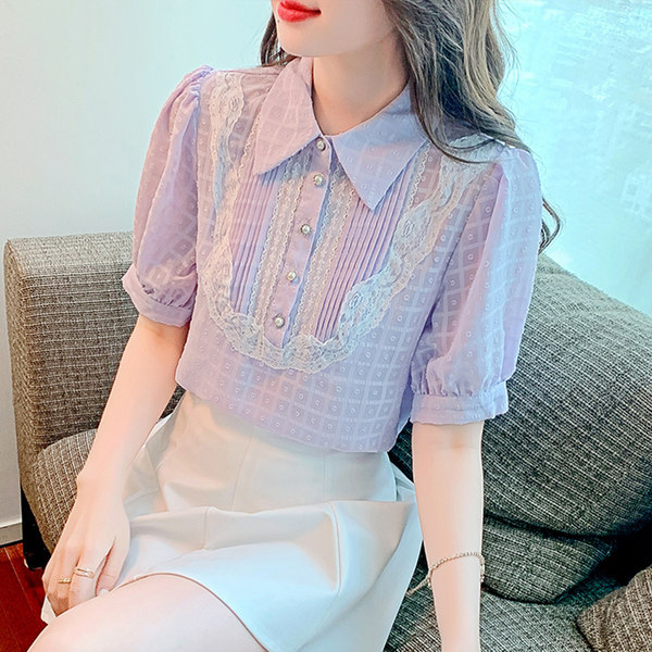เสื้อลูกไม้ แขนสั้น
