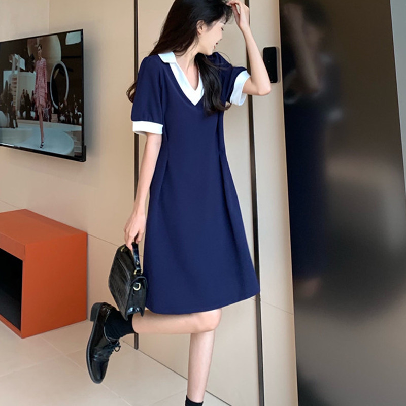 เดรสแขนสั้นมีไซส์L-4XLอก38-47นิ้ว