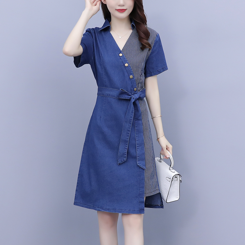 เดรสคนอ้วน เดรสสาวอวบ ชุดเดรสคนอ้วนวัยรุ่นแขนสั้น BY PLUS SIZE Girl