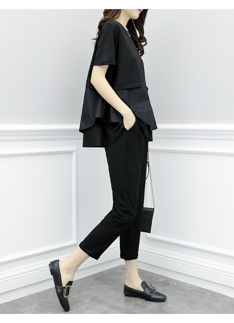 Set_bt1742 ชุดเซ็ท 2 ชิ้น(เสื้อ+กางเกง) เสื้อตัวยาวชายปล่อย+กางเกงขายาวเอวยางยืดมีกระเป๋าข้าง ผ้าคอตตอนสแปนเด็กซ์เนื้อดีหนามีน้ำหนักทิ้งตัวยืดหยุ่นสูง งานสองชิ้นสวยคุ้ม ทรงสวยเรียบหรู ผ้าดีเกินราคาดูสวยแพง ใส่เที่ยว/ใส่ทำงานได้ (สีพื้นดำ)