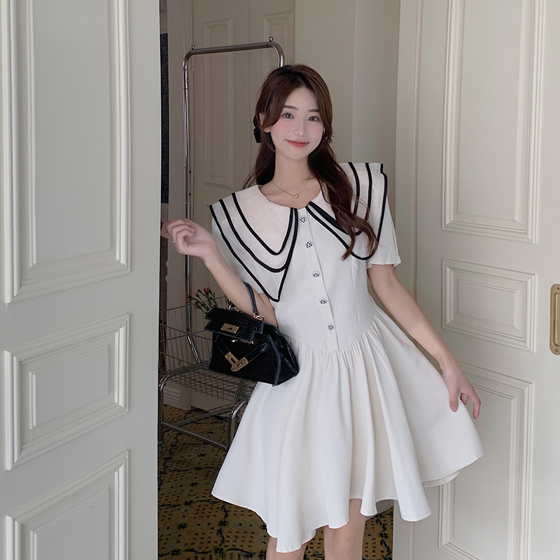 เดรสแขนสั้น มีไซส์ L-4XLอก 38-47 นิ้ว ใส่ได้ทั้งสาวหุ่นดีน่ารักจนถึงสาวอวบพลัสไซส์