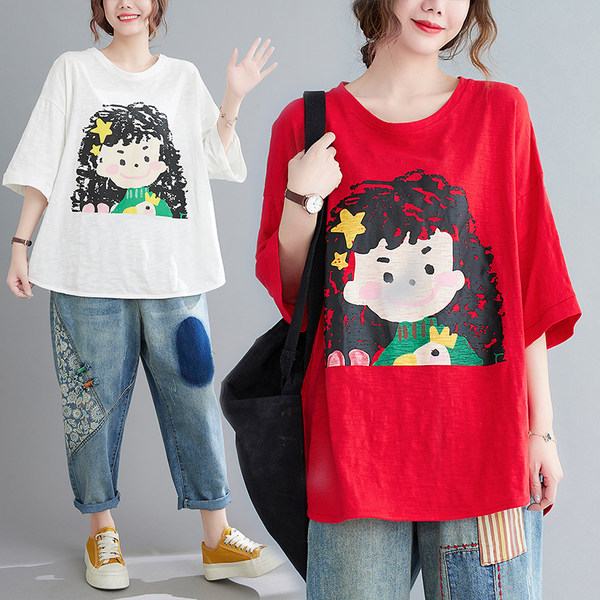เสื้อลินินคนอ้วน เสื้อทีเชิ้ตคนอ้วนผู้หญิง เสื้อทีเชิ้ตตัวใหญ่ By Literary Plus size