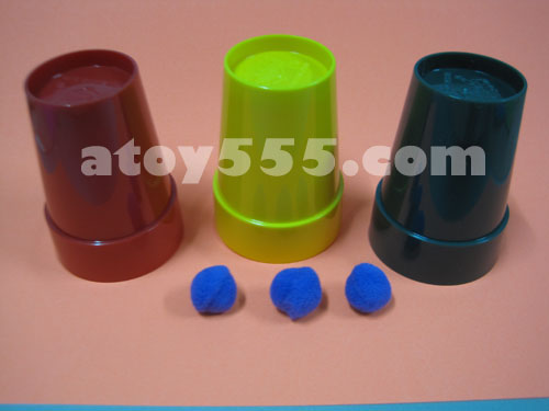 ถ้วย 3 ใบ (cup and ball) สีแดงล้วน RED