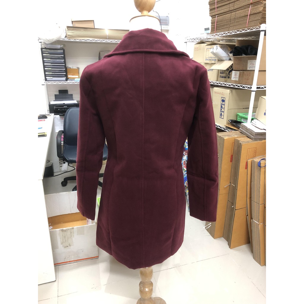 เสื้อโค้ทกันหนาว รุ่นกระดุม 2 แถว สไตล์เกาหลี ผ้าวูลผสม พร้อมส่ง red