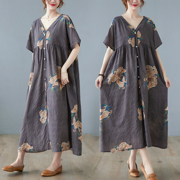 เสื้อลินินคนอ้วน เสื้อทีเชิ้ตคนอ้วนผู้หญิง เสื้อทีเชิ้ตตัวใหญ่ By Literary Plus size