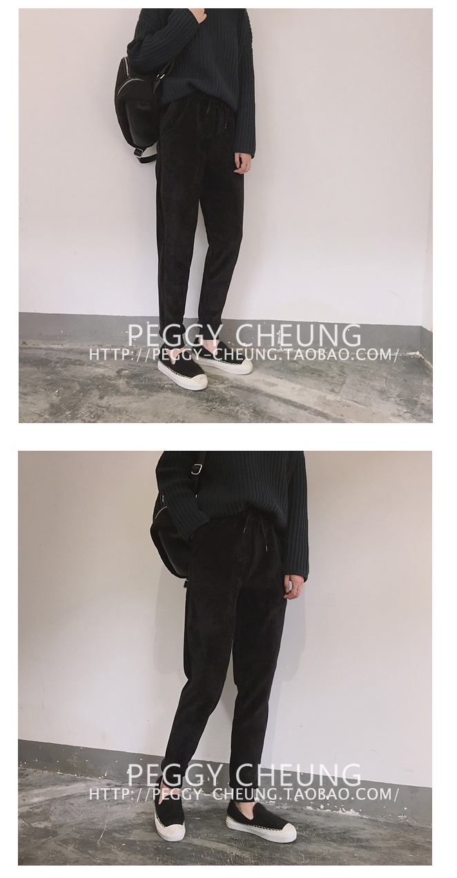 กางเกงขายาวผ้าขนกันหนาว สีดำ ขนสั้นทั้งด้านในและด้านนอก อุ่นและนุ่มมากๆๆๆๆ ทรงสวย black