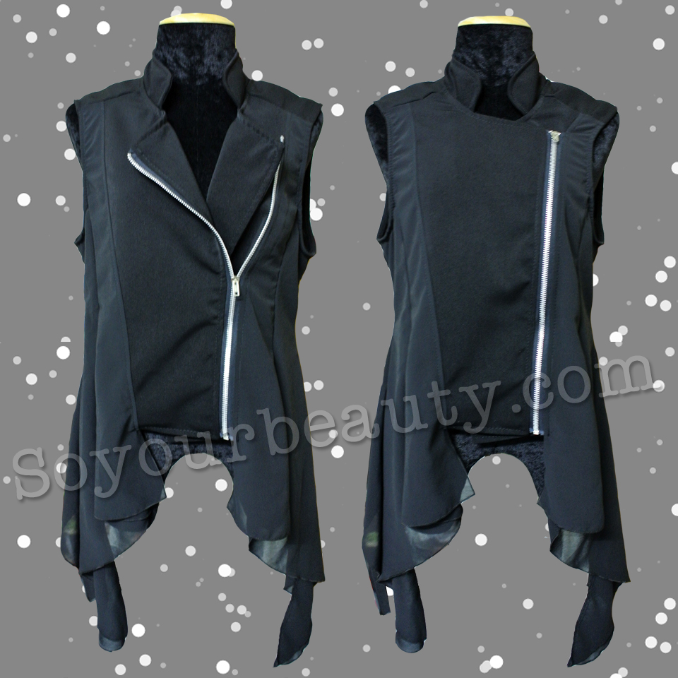 เสื้อแขนกุดผ้าฮานาโกะคอจีน