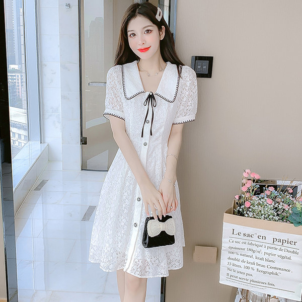 เดรสลูกไม้ เดรสชีฟองสวยๆ แขนสั้น By Meiyi women's clothing