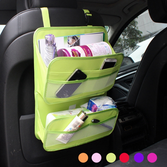Multi-Pocket Car Back Seat Organiser Travel Storage Bag + Hanger Pouch - กระเป๋าผ้าห้อยเบาะหลังคนขับในรถยนต์ เพิ่มที่จัดเก็บของในรถ