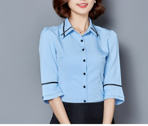 เสื้อเชิ้ต ใส่ทำงาน แฟชั่น เสื้อเชิ้ตผู้หญิง ดีไซน์ แขนเป็นระบาย เล็กน้อย เสื้อเชิ้ต สวย ๆ สีฟ้า สีเขียว สีขาว 662027