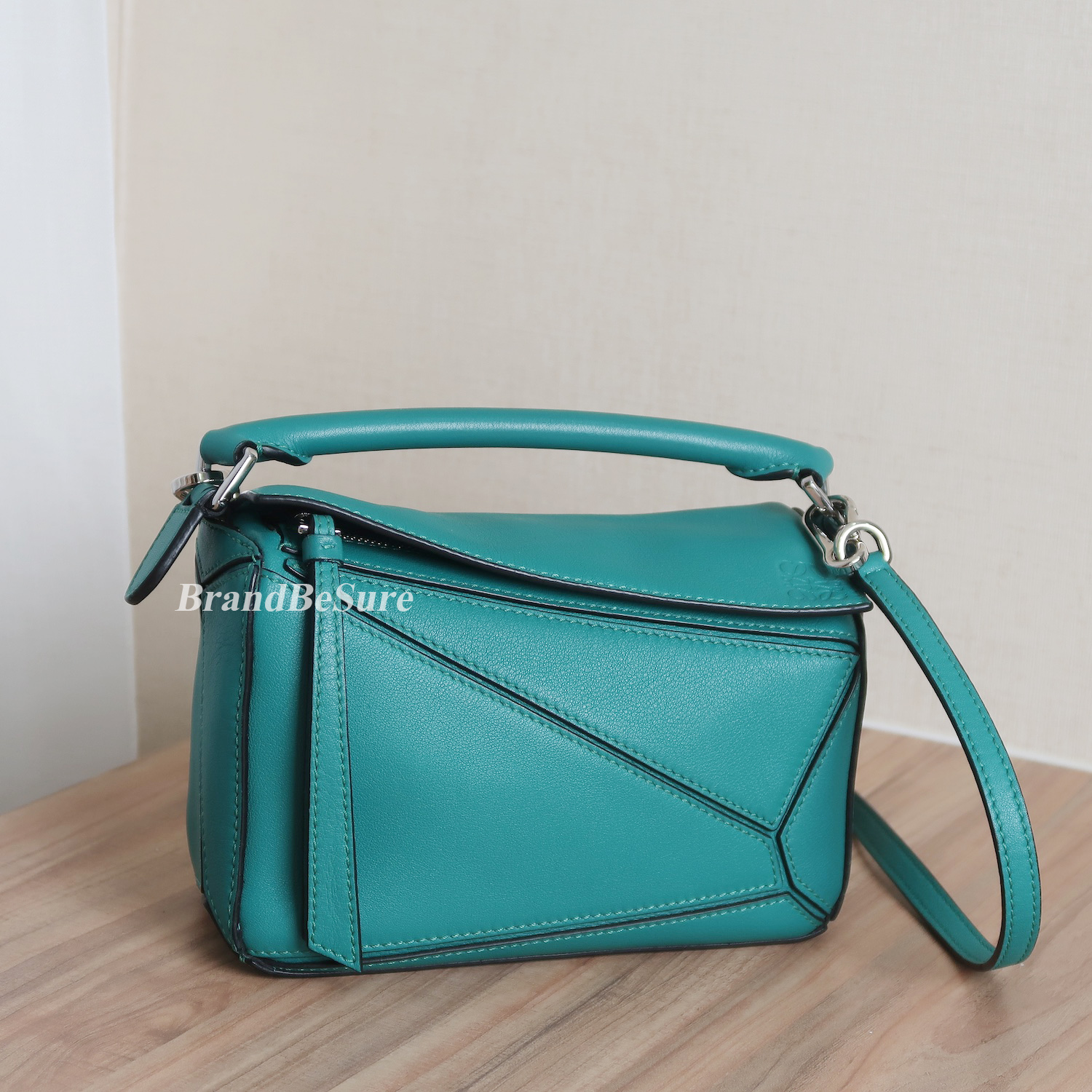 Loewe Emerald Green Calfskin Puzzle Mini SHW