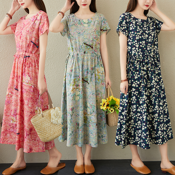 เสื้อผ้าฝ้าย เสื้อผ้าลินิน สไตล์ฤดูร้อน BY Lian Zhi Cotton and linen art สไตล์VINTAGE มีขนาดไซส์อกประมาณ 35-40 นิ้ว