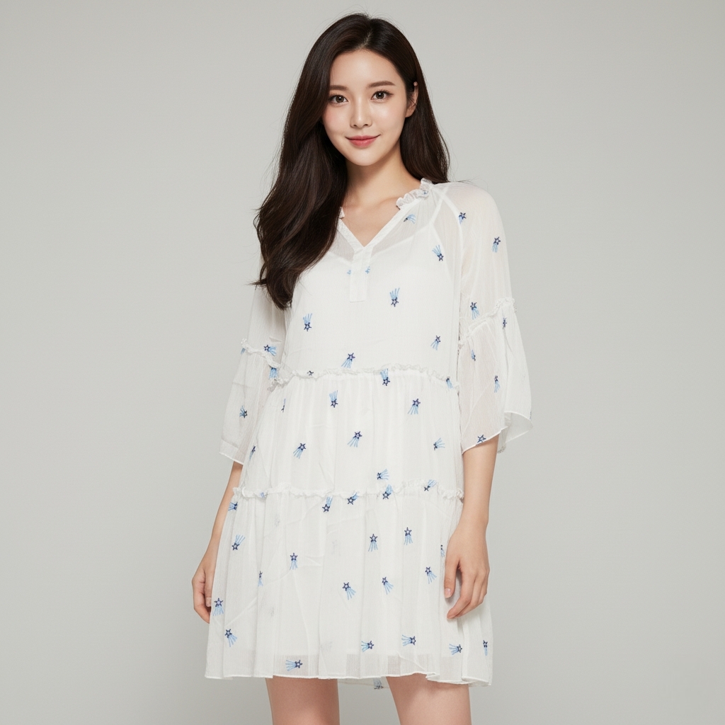 ✨ Dress4700 เดรสชีฟอง สีขาว ผ้านุ่มพริ้วใส่สบาย ดูหวานมีเสน่ห์