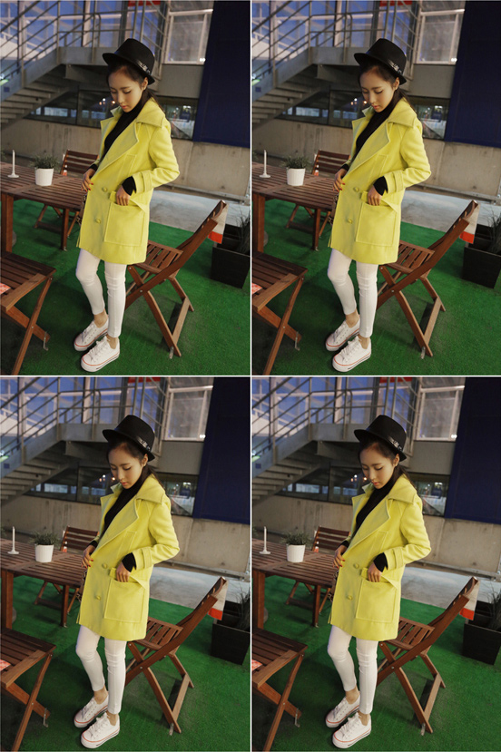 Korean hot double-breasted long-sleeved coat โค้ททรงสวยสีเขียวนีออน แบรนด์ RJ STORY แท้ พร้อมส่ง สีเขียวนีออน ตามภาพ สีจริงสวยค่ะ