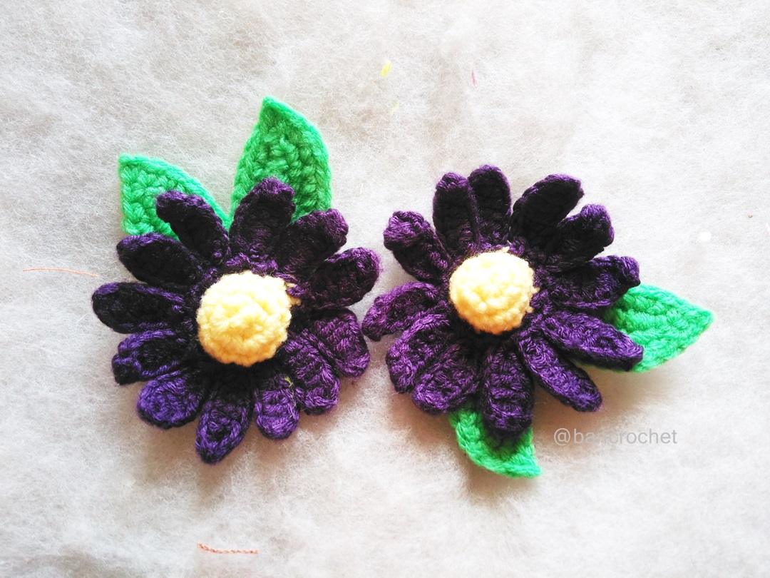 Bancrochet ดอกดาวกระจายสีม่วงเข้ม Dark Purple Sulfur Cosmos flowers ม่วงเข้ม 3 นิ้ว/inches