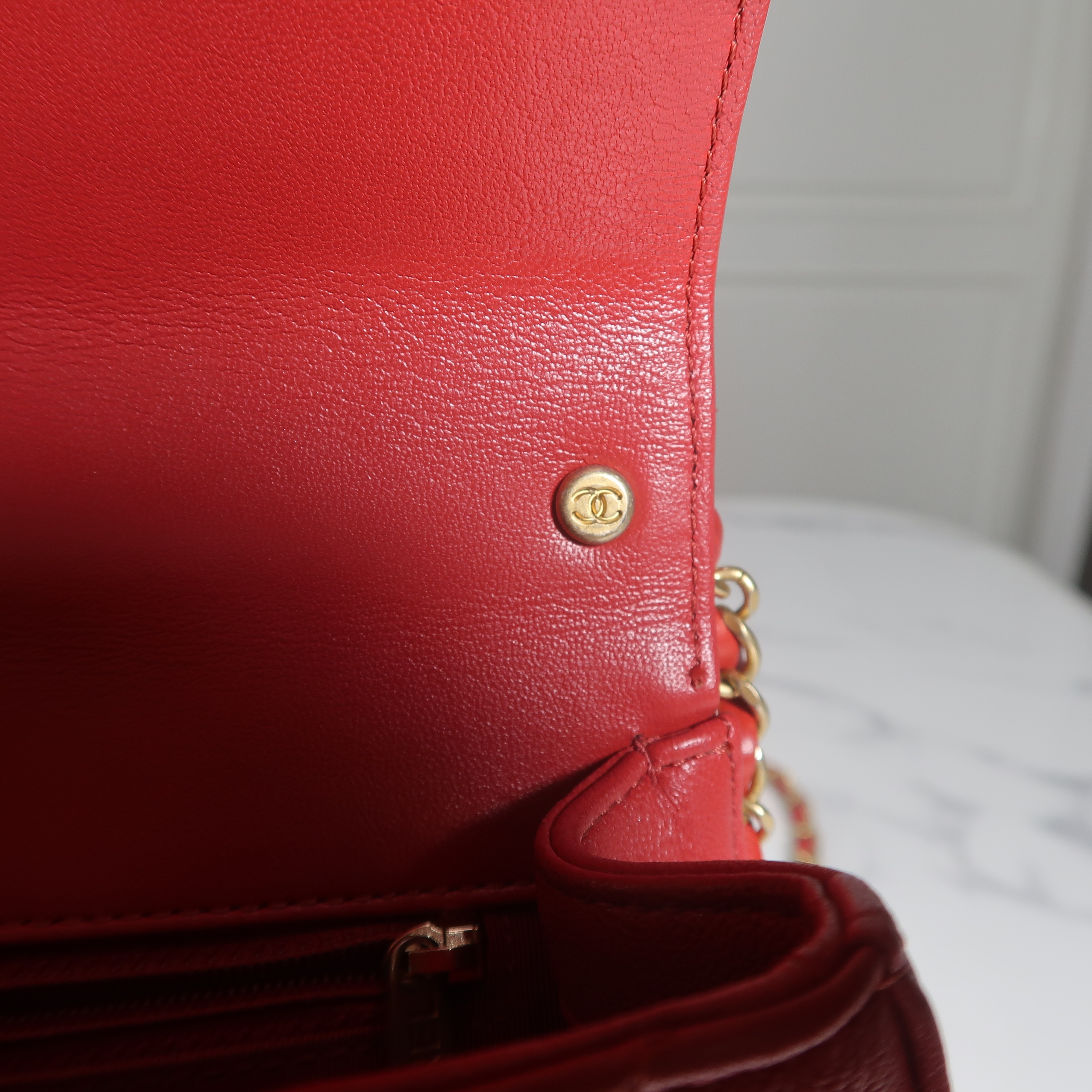 Chanel Red Lambskin Chain Infinity Top Handle Bag GHW(ใบ King Power 2019)