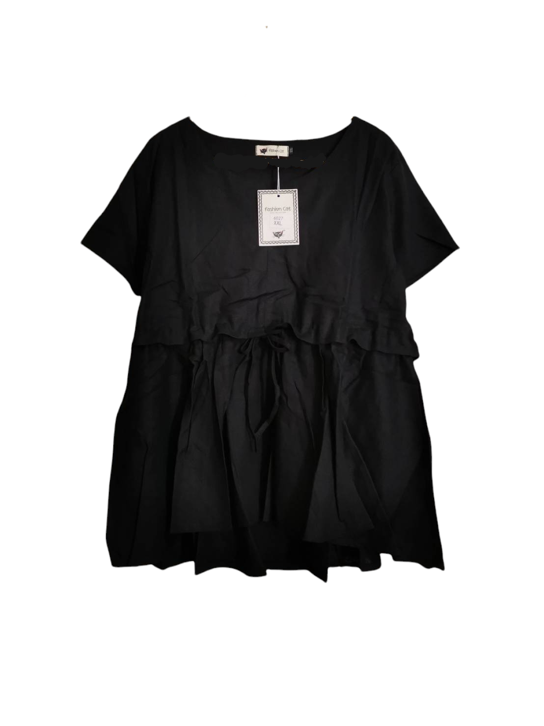 Blouse3752 เสื้อแฟชั่นไซส์ใหญ่สาวอวบแขนสั้นทรงปล่อยเอวรูดชายระบาย ผ้าลินินสีพื้นเนื้อดีใส่สบาย งานน่ารักแมทช์ง่าย ใส่กับขาสั้นหรือขายาวก็น่ารักไม่แพ้กัน