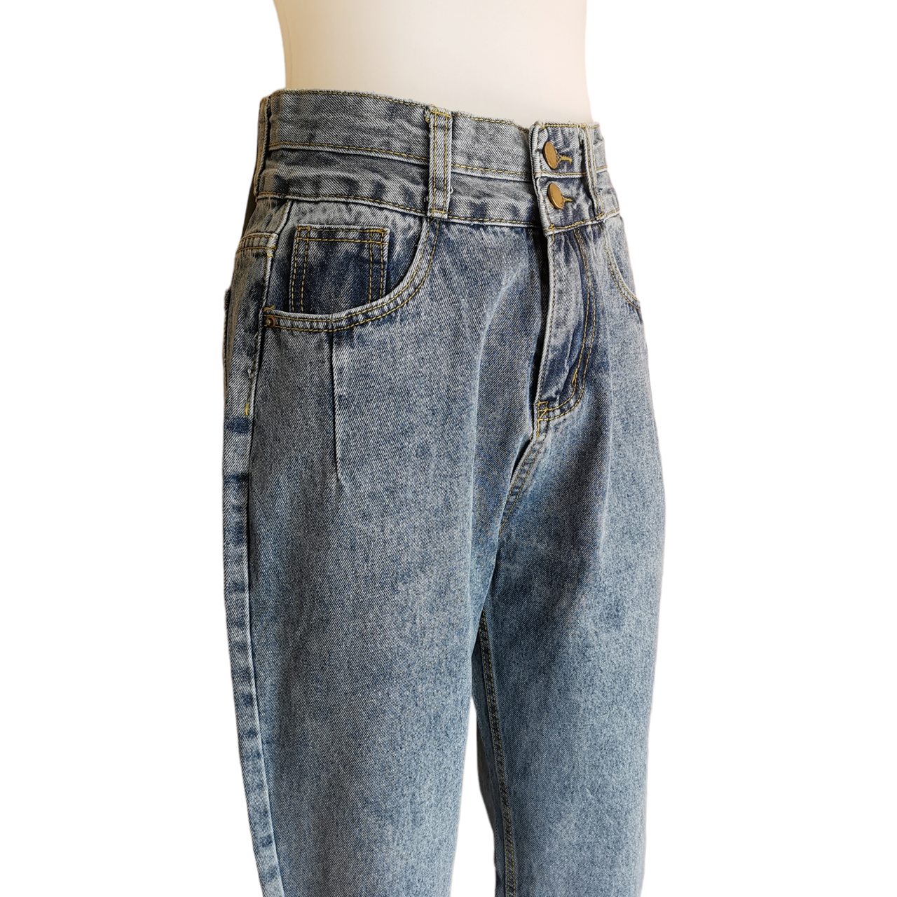 Jeans340 กางเกงยีนส์ขายาวเอวสูงขอบเอวหนา(ผ้ายีนส์ไม่ยืด) แฟชั่นนำเข้าเกรดพรีเมียม ผ้ายีนส์แท้ยีนส์ฟอกเนื้อนุ่มใส่สบาย ผ้านุ่มน่าใส่ทรงสวยงานดี แมทช์กับอะไรก็เข้า