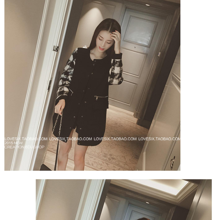 เสื้อกันหนาว สไตล์เกาหลี แต่งผ้าขนลายสก๊อตที่แขนนิ่ม ผ้าใยสังเคราะห์ เนื้อนุ่มลื่น แบบเก๋ พร้อมส่ง BLACK