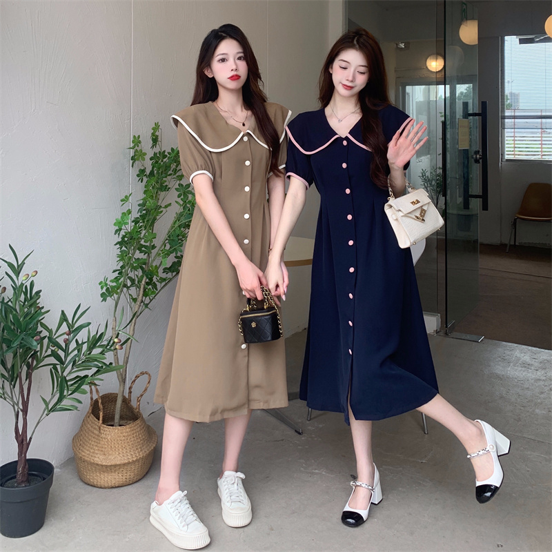 เดรสแขนสั้น มีไซส์ L-4XLอก 38-47 นิ้ว ใส่ได้ทั้งสาวหุ่นดีน่ารักจนถึงสาวอวบพลัสไซส์