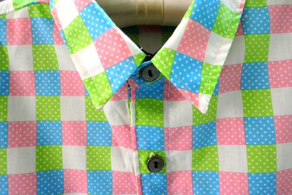 เสื้อเชิ้ตลายสก๊อตผู้หญิง สีเขียว-ขาว-ชมพู-ฟ้า